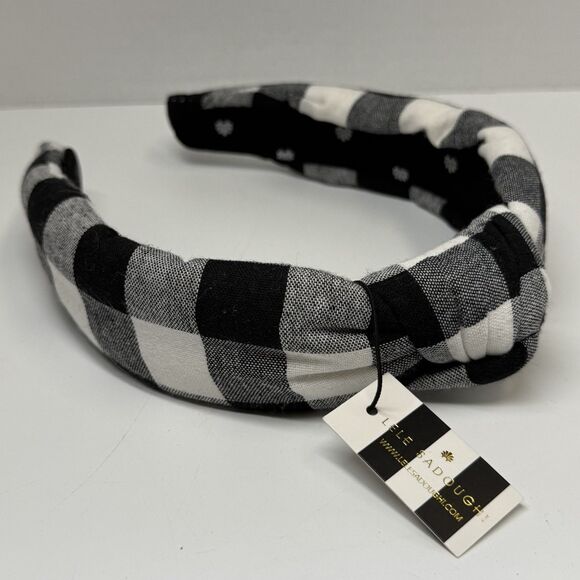 Lele Sadoughi Buffalo Check Knotted Headband In Black & White New - Picture 1 of 6
